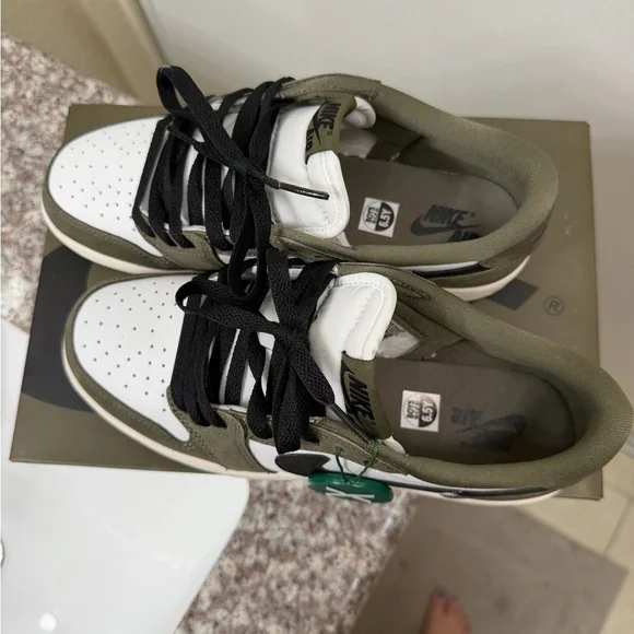 Woman’s Nike Air Jordan 1 Low - medium olive - Picture 2 of 8